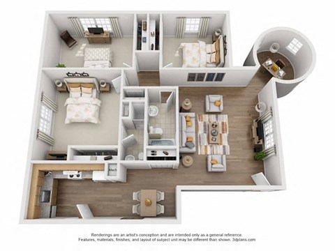 Floor plan for 3 beds, 2 baths, 1450 sqft